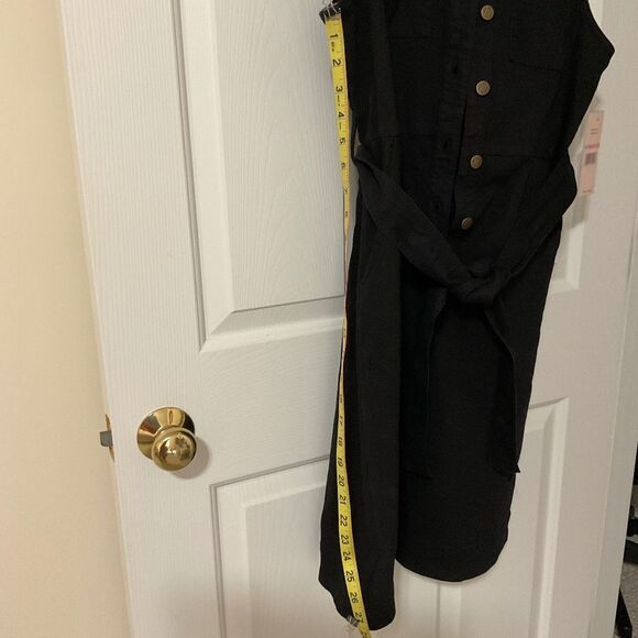 Nanette Lepore Sleeveless Denim Button Down Mini Dress Black Size 10 - Picture 10 of 10